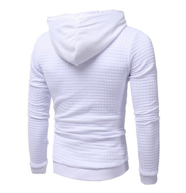 Square Pattern Quilted Hoodie – Men’s Soft Cotton Streetwear Essential