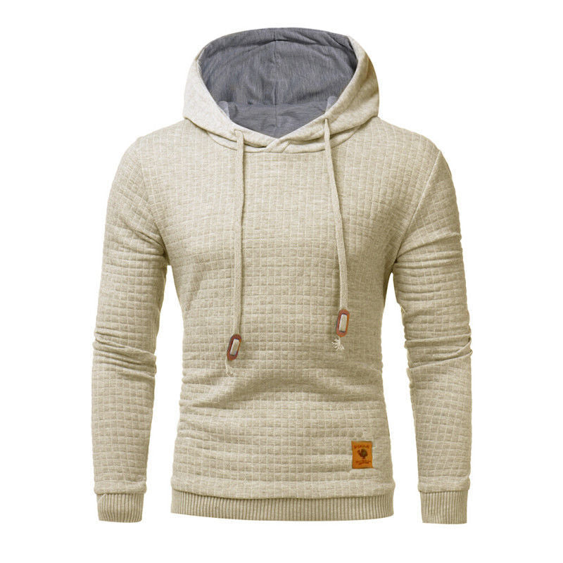 Square Pattern Quilted Hoodie – Men’s Soft Cotton Streetwear Essential