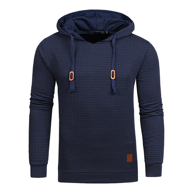 Square Pattern Quilted Hoodie – Men’s Soft Cotton Streetwear Essential