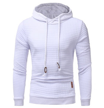Square Pattern Quilted Hoodie – Men’s Soft Cotton Streetwear Essential