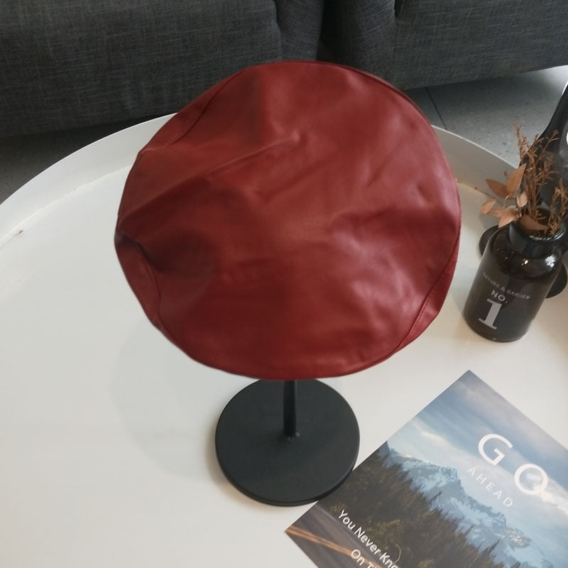 Faux Leather Beanie-Edgy Warmth for Modern Trendsetters