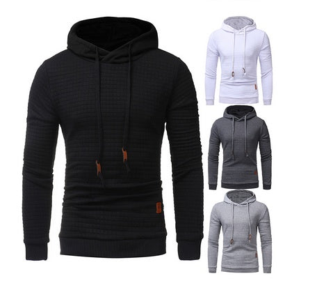 Square Pattern Quilted Hoodie – Men’s Soft Cotton Streetwear Essential