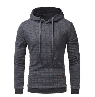 Square Pattern Quilted Hoodie – Men’s Soft Cotton Streetwear Essential