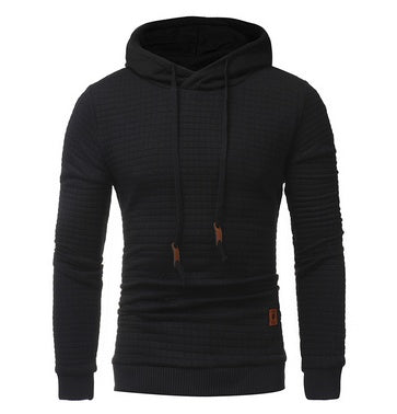 Square Pattern Quilted Hoodie – Men’s Soft Cotton Streetwear Essential