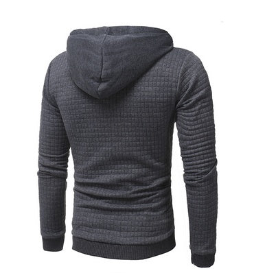 Square Pattern Quilted Hoodie – Men’s Soft Cotton Streetwear Essential