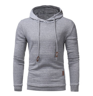Square Pattern Quilted Hoodie – Men’s Soft Cotton Streetwear Essential