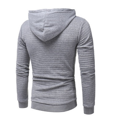 Square Pattern Quilted Hoodie – Men’s Soft Cotton Streetwear Essential